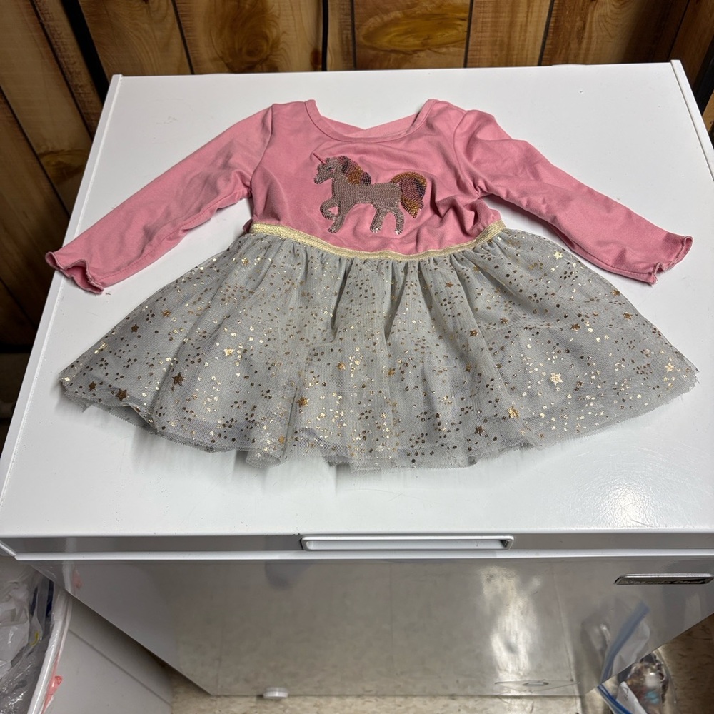 Pink Unicorn Dress with Glittery Skirt